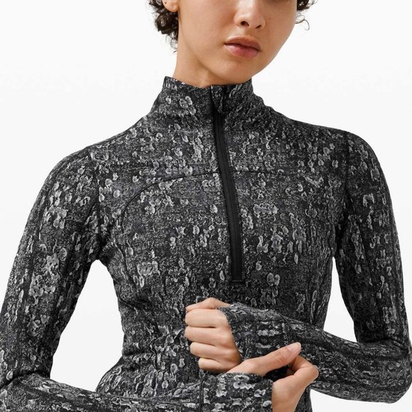 Lululemon Run Briskly 1/2 Zip Eventide Jacquard Black Alpine White Size 4 - Picture 4 of 15